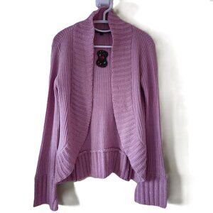 Dollhouse Knits open front flared ribbed cuff dusty rose cardigan women's size M